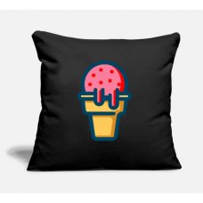 Strawberry Ice Cream Black Pillow